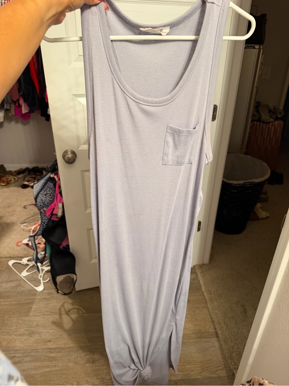 Sleeveless Lavender Maxi Tank Dress with Side Knot